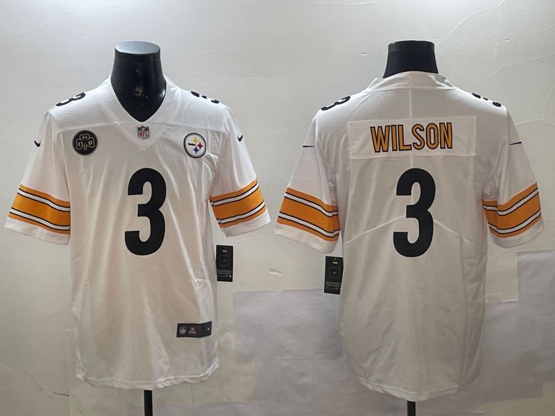 Men Pittsburgh Steelers #3 Wilson White Second generation 2024 Nike Limited NFL Jersey style 01042->pittsburgh steelers->NFL Jersey